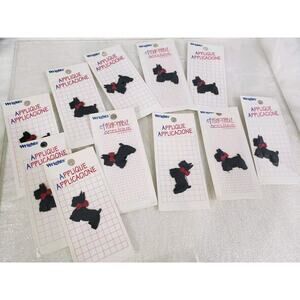 NEW Lot 11 Vintage Scottie Dog Applique Patch 1.5" Scottish Terrier Black SEW ON